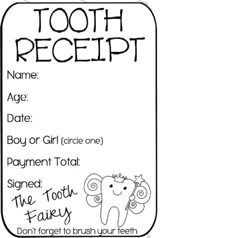 pin  rebecca rothman  tips tricks tooth fairy receipt