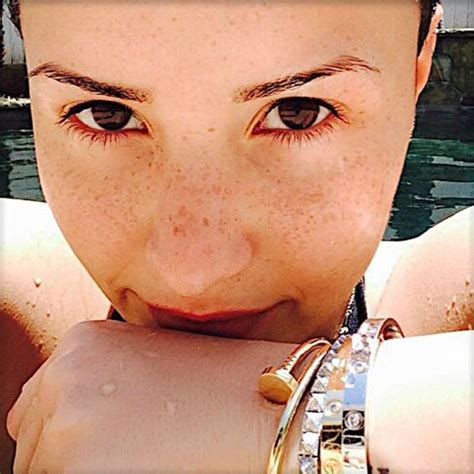 demi lovato posts bikini selfie shows freckles in no makeup pic e