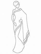 Saree Sari Coloring Sketch Pages Clipart Kids Drawing Easy Fashion Draw Simple Drawings Dress Sketches Clip Illustration Bride Indian Sarees sketch template