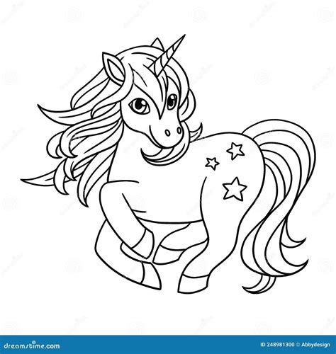 unicorn  star isolated coloring page  kids stock vector