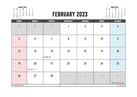 printable february  calendar  templates