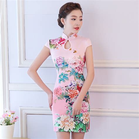 shanghai story short sleeve pink cheongsam qipao chinese dress oriental