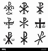 Chi Rho Christogram Symbols Chrismon Christian Labarum Set Vector Glossy Alamy Icons sketch template