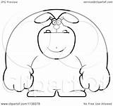 Buff Rabbit Outlined Bear Clipart Cartoon Coloring Cory Thoman Vector Smiling Happy Royalty sketch template