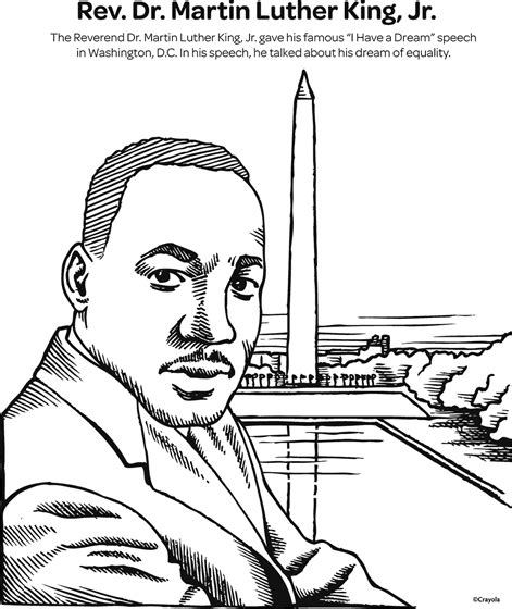 reverend dr martin luther king jr coloring page crayolacom