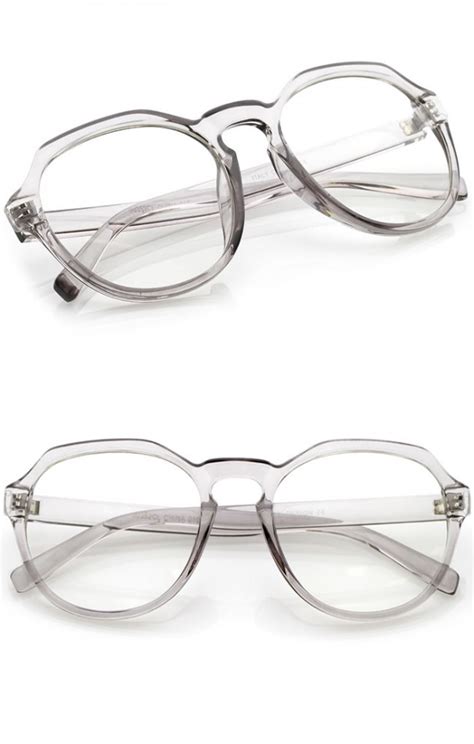 modern keyhole nose bridge clear lens round eyeglasses 55mm