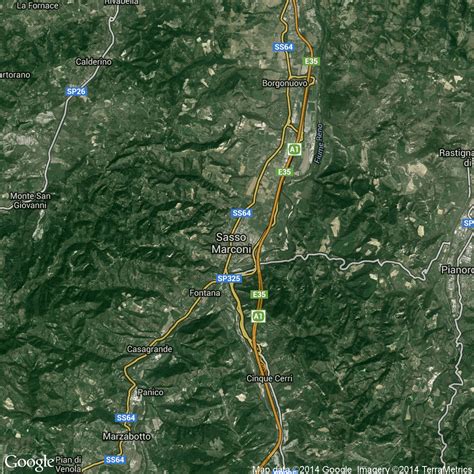 foto hibrida aerea del comune  sasso marconi  strade  vista satellitemedia  alta risoluzione