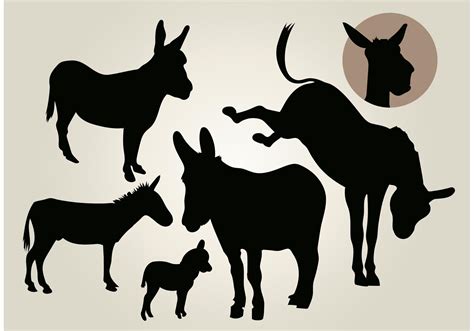donkey vector silhouette set  vector art  vecteezy