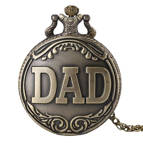 father s days theme pocket watch men vintage bronze dad