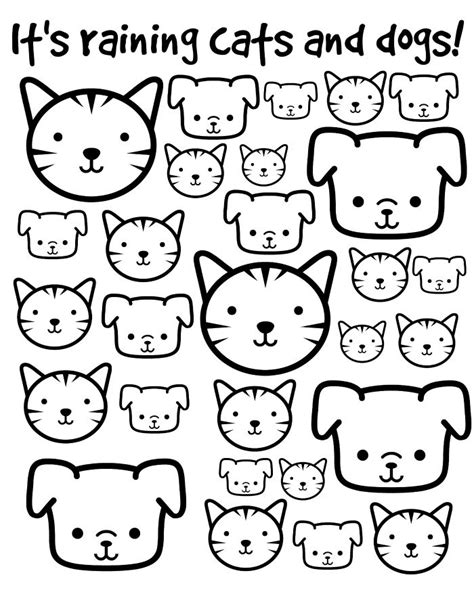 raining cats  dogs printable coloring page mama likes