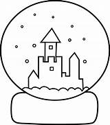 Globe Snow Clip Coloring Clipart Line Template Kids Cute Snowglobe Library Sweetclipart sketch template