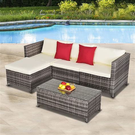 pieces outdoor patio furniture set  weather outdoor small sectional patio sofa set wicker