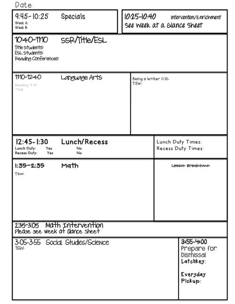 lesson plan templates  word excel