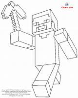 Minecraft Pages Coloring Pickaxe Steve Getcolorings sketch template