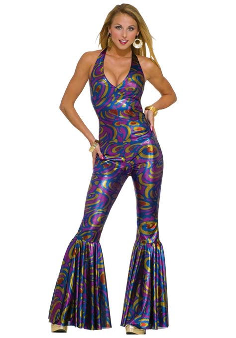 Foxy Lady Jumpsuit Womens Adult Sexy Disco Costumes