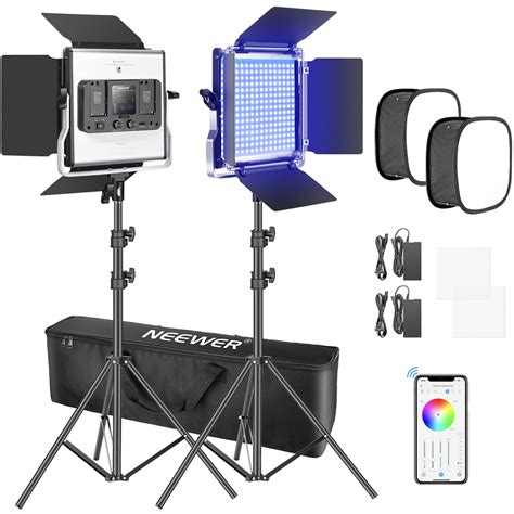 neewer  rgb led  light kit  stands  softboxes