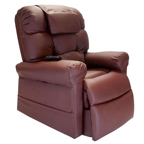 wiselift  sleeper lift chair recliner burgundy enduralux leather