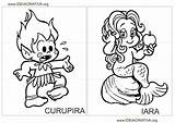 Iara Curupira Folclore Brasileiro Personagem Coloringcity Pintar Quebra Educação sketch template
