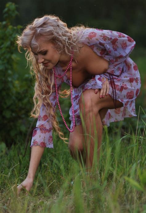 curly blonde posing outdoors russian sexy girls