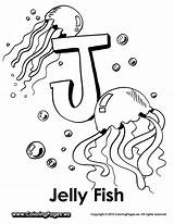 Coloring Jellyfish Fish Pages Worksheets Jelly Letters Choose Board sketch template