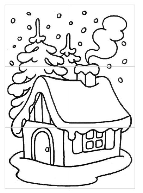coloring page preschool worksheets winter cut  puzzle mixes parts