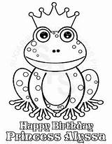 Frog Coloring Birthday Prince Printable Princess Party Pages Personalized Activity Frogs Favor Happy Colouring Color Kids Childrens Etsy Sheets Favors sketch template