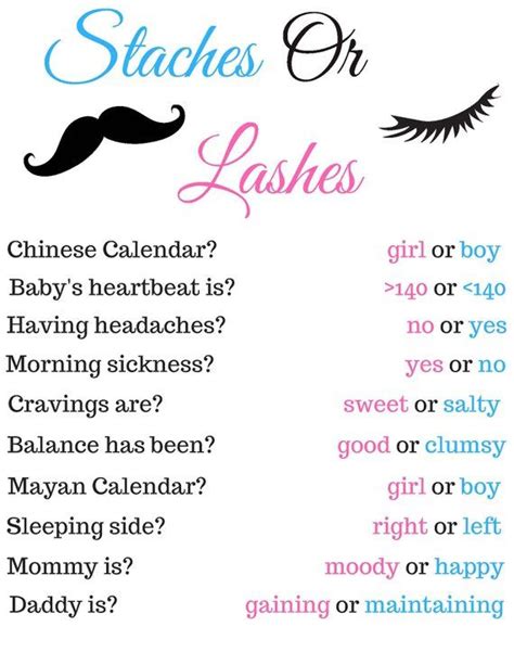 Old Wives Tales Gender Prediction Staches Or Lashes Theme