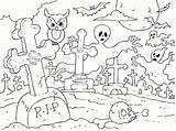 Graveyard Cementerio Cemetery Fantasma Ghostly Paracolorear Creepy Cemetry Coloringpages4u Headstone Designlooter Getdrawings sketch template