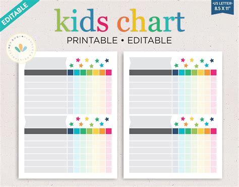 editable chore charts  multiple children printable kids chore