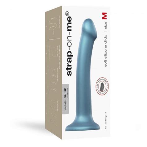 strap on me medium flexible dildo metallic blue sex toys at adult