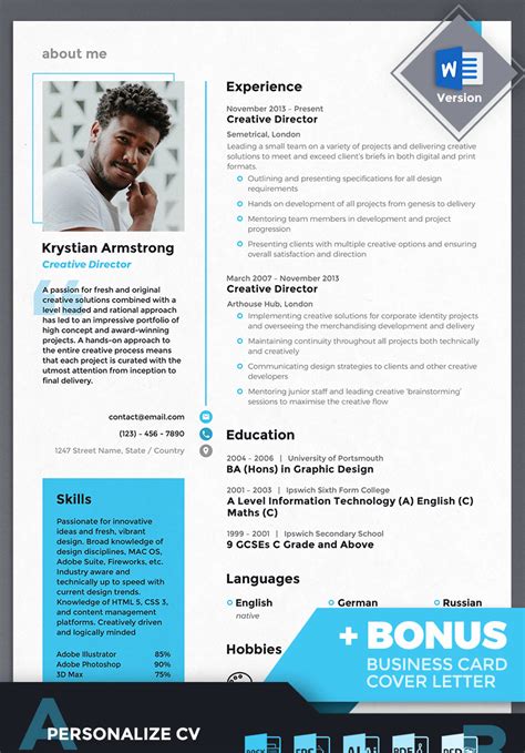 krystian armstrong creative director resume template