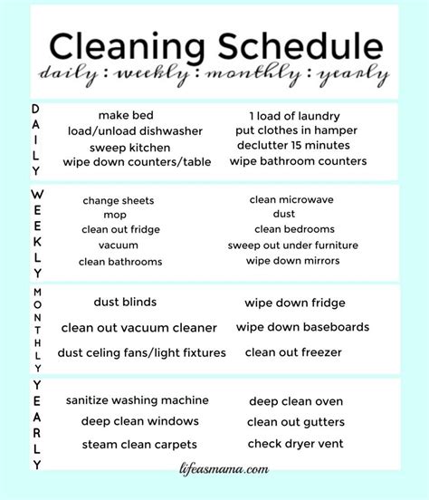 printable cleaning schedule cleaning schedule printable