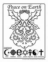 Coloring Peace Pages Christmas Earth Adult Kids Yule Printable Choose Board Pagan Holiday Color sketch template