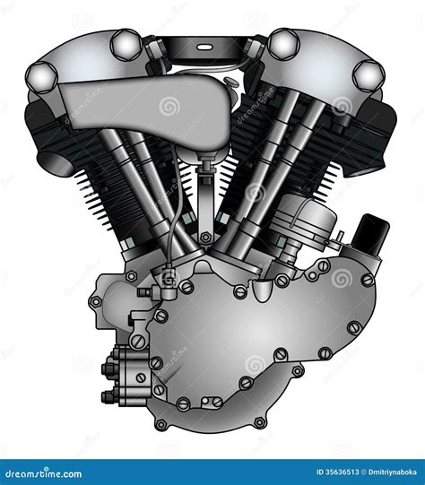 classic  twin motorcycle engine stock  image