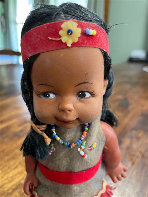 1950 s 8 inch native american indian rubber head doll etsy