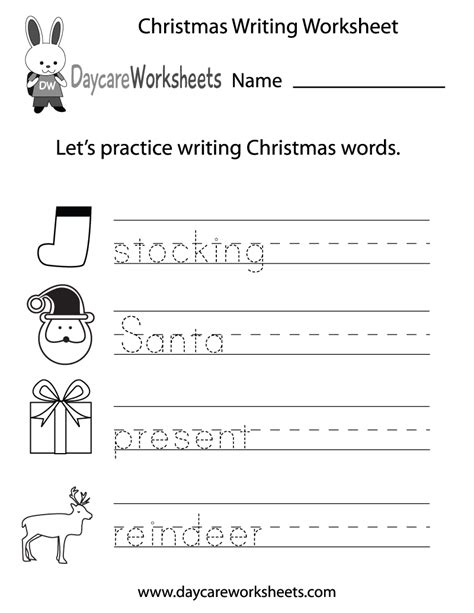 preschool christmas writing worksheet