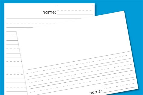 kindergarten blank lined paper paging supermom