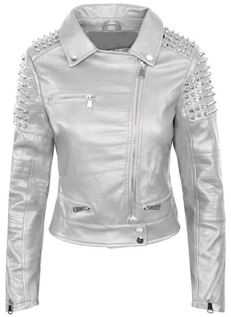 handmade silver leather silver studded leather jacket   order