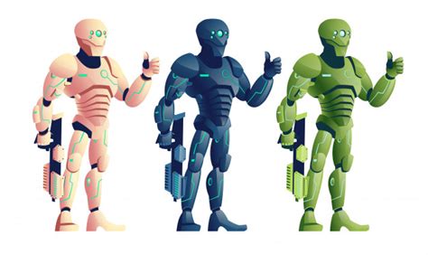 Various Color Future Cyborg Warriors Soldiers In