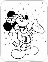 Mickey Coloring Winter Mouse Pages Snow Disneyclips sketch template