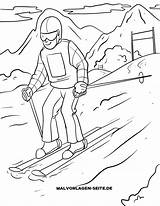 Malvorlage Skifahren Wintersport Slalom Alpin Fahren öffnen Großformat Eisschnelllauf sketch template