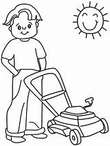 Coloring Pages Summer Lawnmower Lawn Mower Kids Colouring Cartoon Fathers Mowing Vacation Career Clipart Book Cliparts Color Printable Spring Dad sketch template