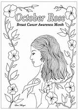 Coloring Pages October Adults Stress Rose Anti Cancer Breast Adult Zen Awareness Color Leen Margot Exclusive Created Month Version Print sketch template