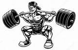 Bodybuilder Barbell Squats Squat Workout Barra Haciendo sketch template