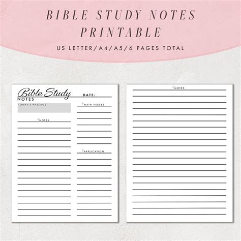 bible study notes template printable bible study journal pages
