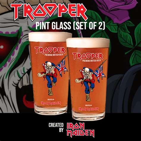 trooper beer glass set van  trooper bier van iron maiden trooper beer eu distributed