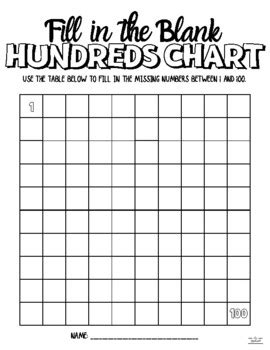 fill   blank hundreds chart printable  cross creek creations