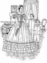 Coloring Pages Fashion Victorian Adult Colouring Vintage Adults Women Dresses Books Woman Printable Choose Board Book Sheets Beautiful sketch template