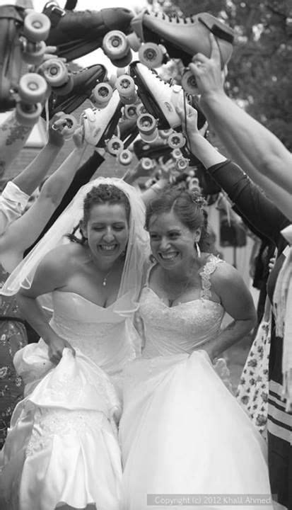 lovely lesbian lesbianwedding rollerderby lesbian wedding photos
