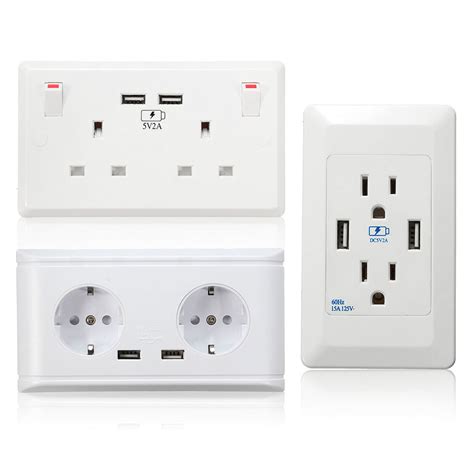 double usb socket white  gang electric wall plug sockets  usb outlet sale banggoodcom